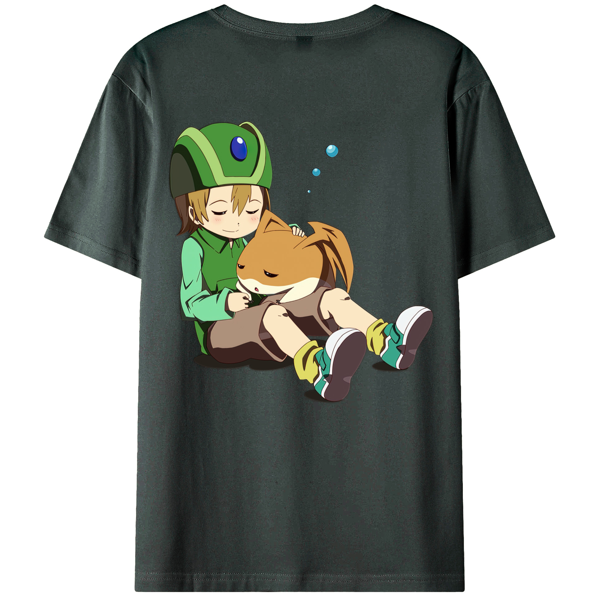 （画像用） Digimon デジタルモンスター/デジモン 綿100％ メンズ半袖Tシャツ（バックプリント） 通気性